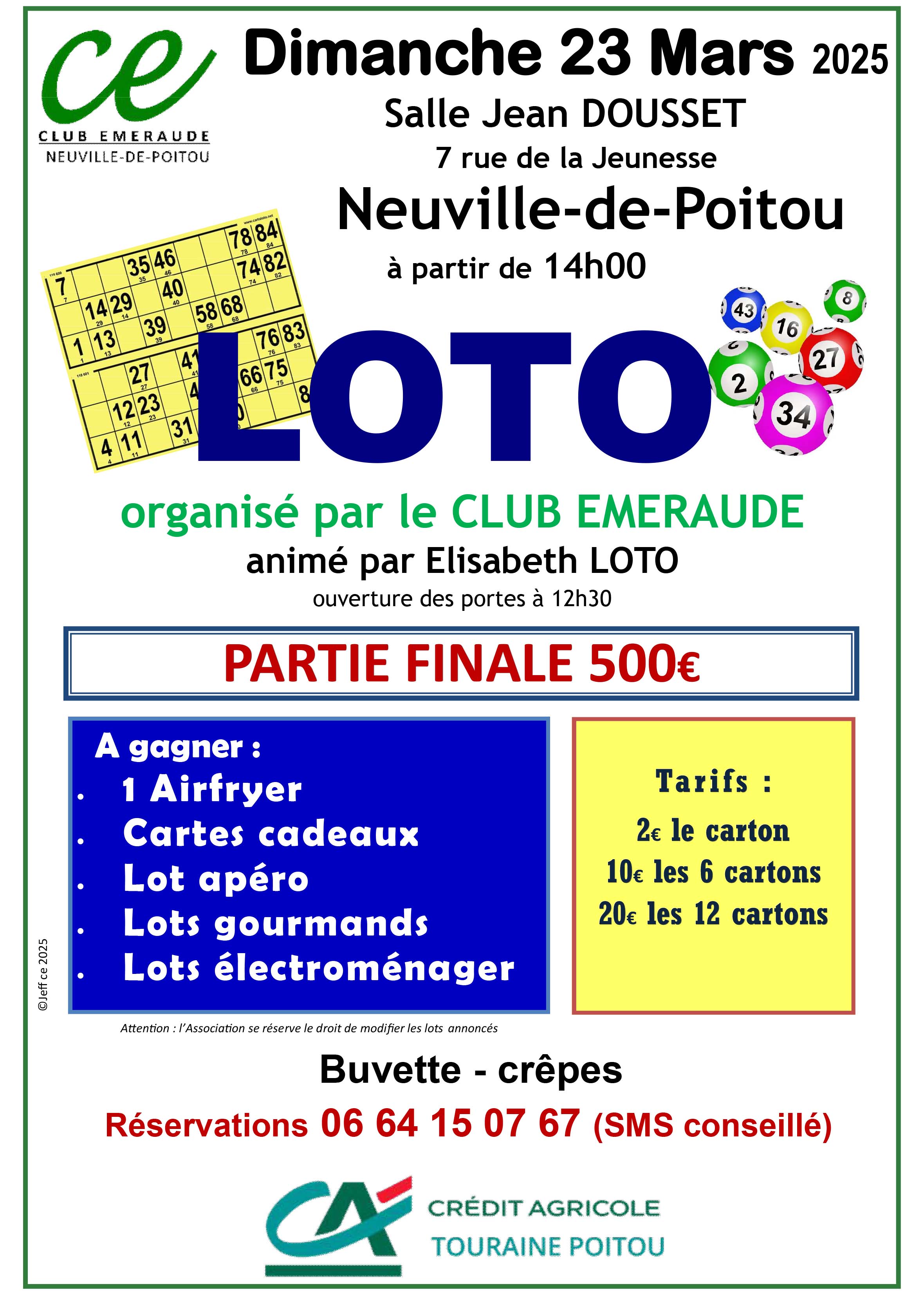 Club affiche loto 23 mars 2025