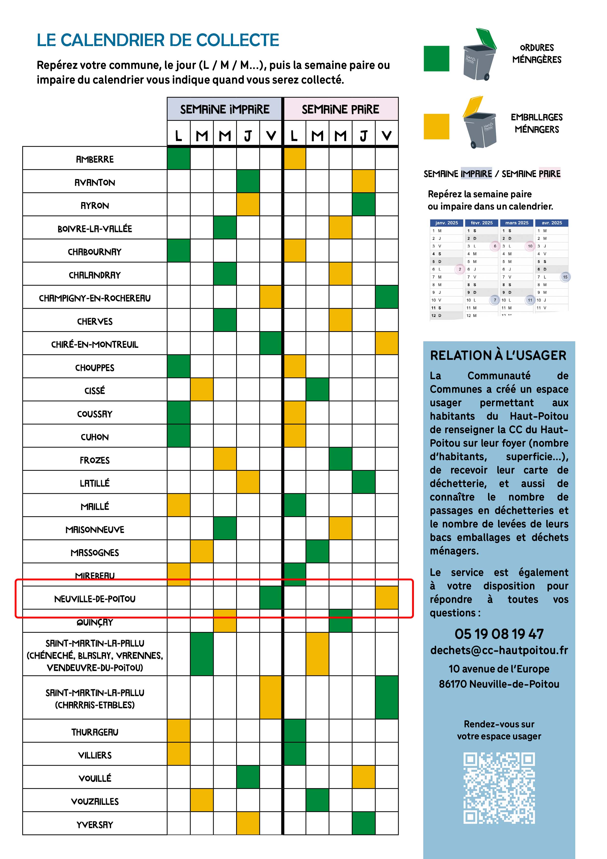 calendrier collectes